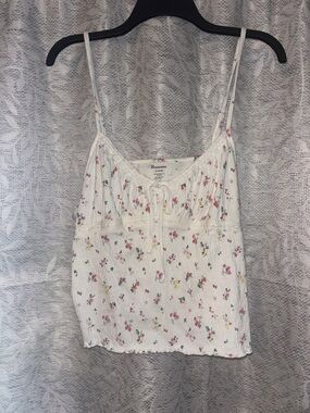 White Floral Tie-Front Cami